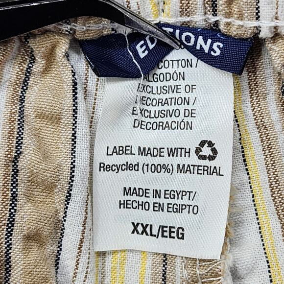 Vintage Basic Editions Pants Womens XXL Tan Yellow Striped Pull On Cargo Capri - Picture 4 of 10